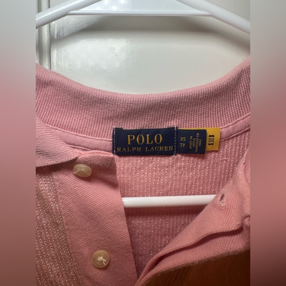 Polo by Ralph Lauren Sequined Crop Mesh Polo Shirt in Pink Size XS - Picture 5 of 6